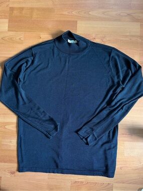 Vintage Silk Men’s Black Mock Turtleneck Sweater - Size Medium